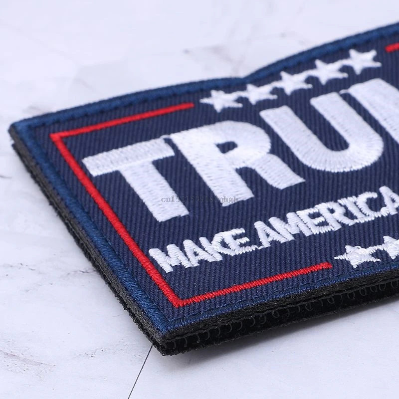 Полная вышивка Трамп патч прикрепить повязку аппликация плечо швейный значок ткань