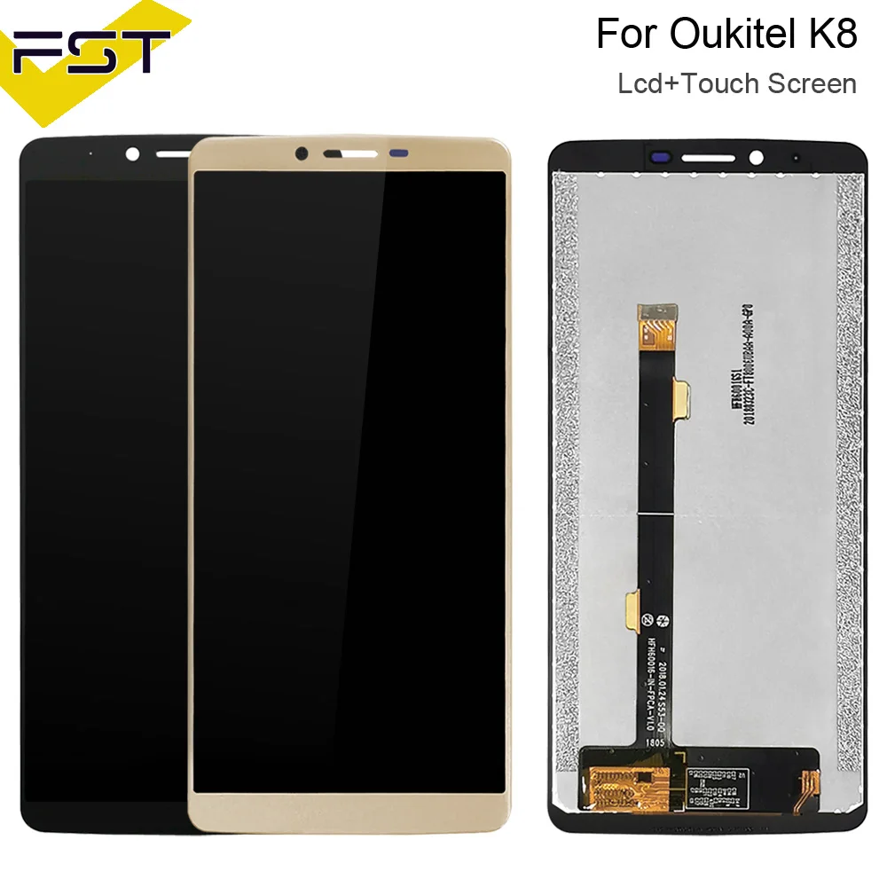 Черный/золотой 6,0 ''для Oukitel K8 ЖК-дисплей+ кодирующий преобразователь сенсорного экрана в сборе запасные части+ Инструменты+ клейкая ЖК-стеклянная панель