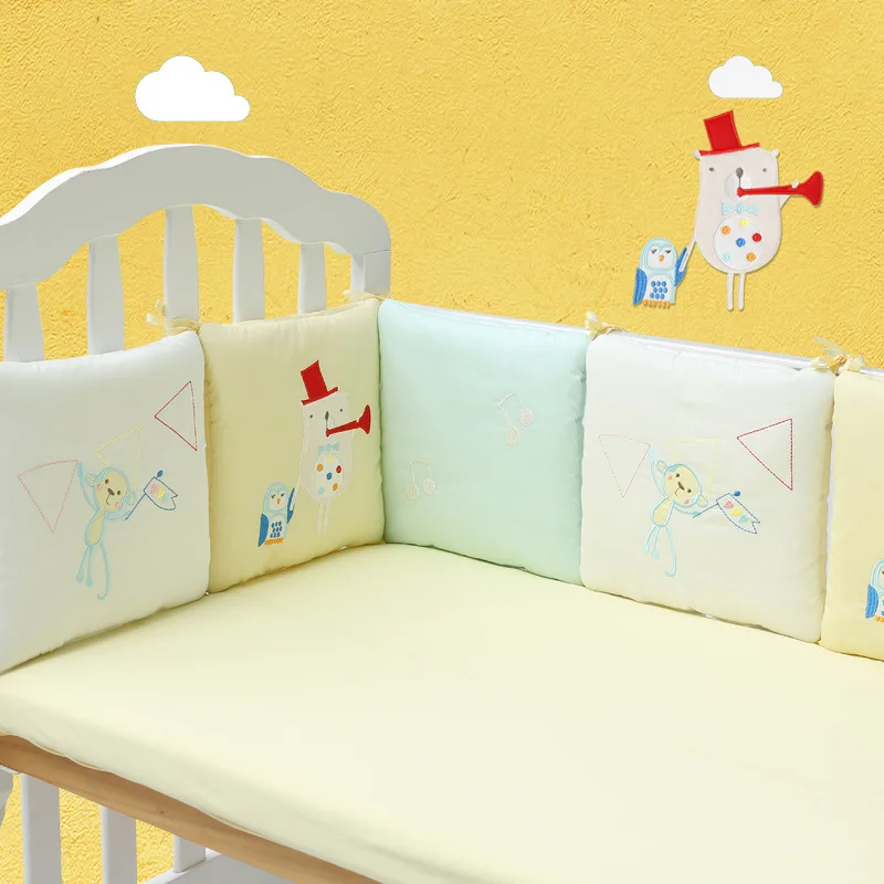 6 шт./компл. мягкие хлопковые детские кровати защитные бамперы Детские комплекты постельных принадлежностей новорожденных кроватки бампер малышей мультфильм плюшевая спинка кровати набор