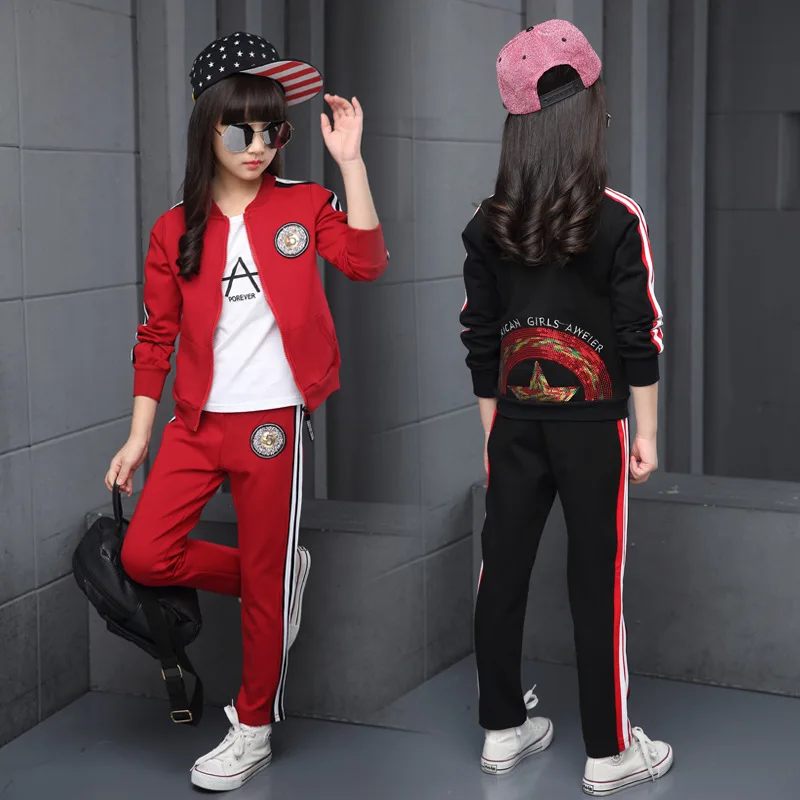 

Girls Sport Suit 2017 NEW autumn Girls Clothes Cartoon Coat Pants 2 pcs Children Girls Clothing Set 4-12T Kids Tracksuit Clothes