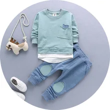 Infantis Children s spring autumn cotton Boys tops and tees long sleeve t shirt pants 2pc