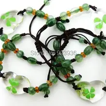 10 шт. Lucky трилистника ясно четыре листа клевера сердце Ice cool браслет