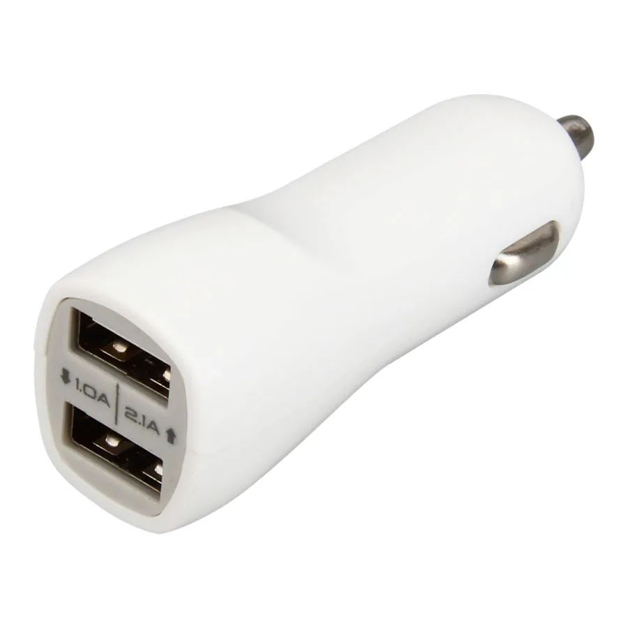 Двойное Мини Автомобильное зарядное устройство 2.1A USB зарядное устройство адаптер для зарядки автомобиля для iPhone 6 7 8 X Plus samsung S6 S7 S8 S9 plus 100 шт