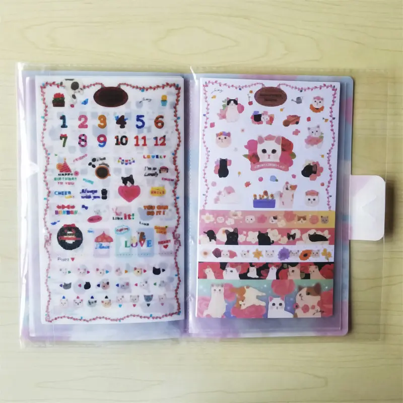 

8PCS Creative Hardcover Lovely Cat Children Stationery Stickers For DIY Albums Scrapbooking Diary Decoration Cartoon Depicting