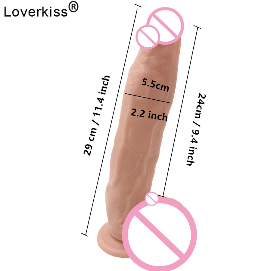 Loverkiss 29 см/11 4 дюйма мягкий большой реалистичный фаллоимитатор с зубчатой