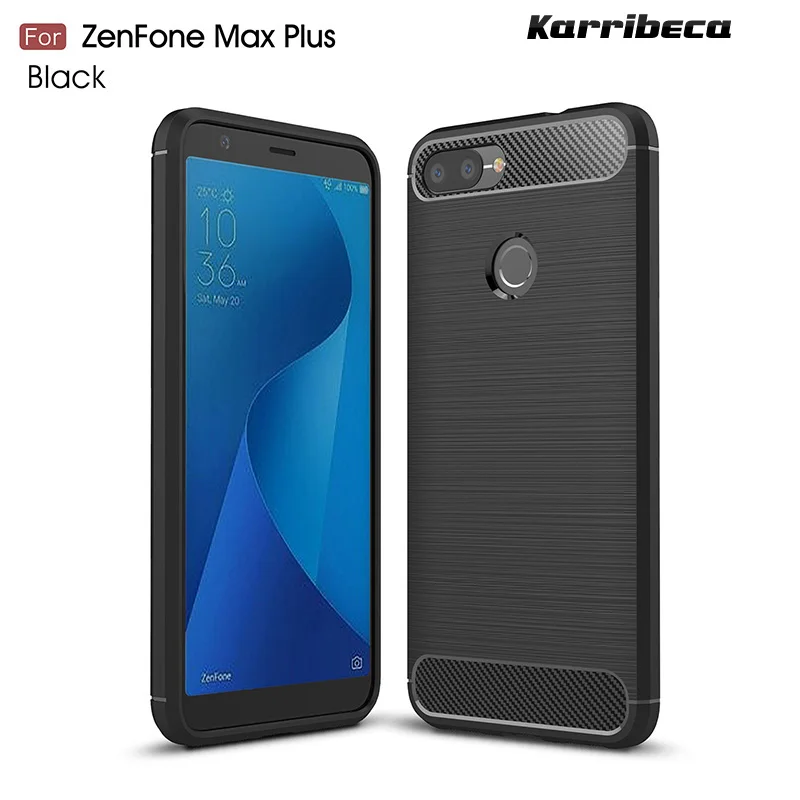 

Carbon fiber silicone case for Asus Zenfone Max Plus M1/ZB570TL funda coque hoesje soft tpu brushed cover etui kryt tok carcasa