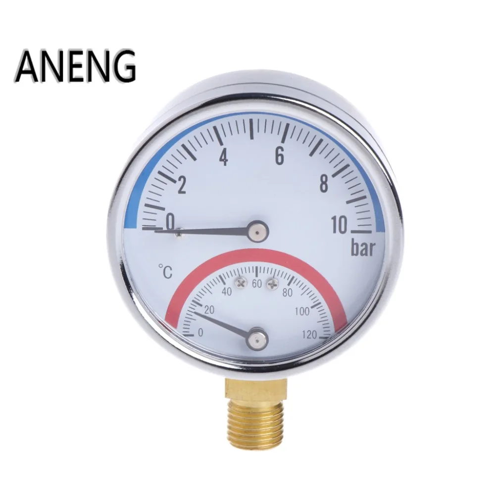 

ANENG 10 Bar Temperature Pressure Gauge Meter G1/4 Thread 2 in1 Thermometer Monitor