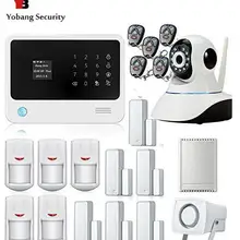 Yobang безопасность-жидкокристаллическая сенсорная клавиатура дисплей wifi GSM IOS Android приложение беспроводная домашняя охранная сигнализация+ HD IP камера