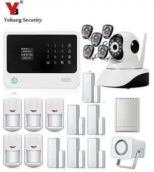 

Yobang Security- Touch keypad LCD display WIFI GSM IOS Android APP Wireless Home Burglar Security Alarm System + HD IP Camera