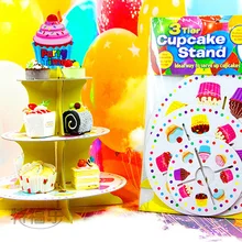 Элегантная yellow3 ярусная бумажная Форма для пирога Подставка Полка для дня рождения Свадебные украшения с бесплатной доставкой