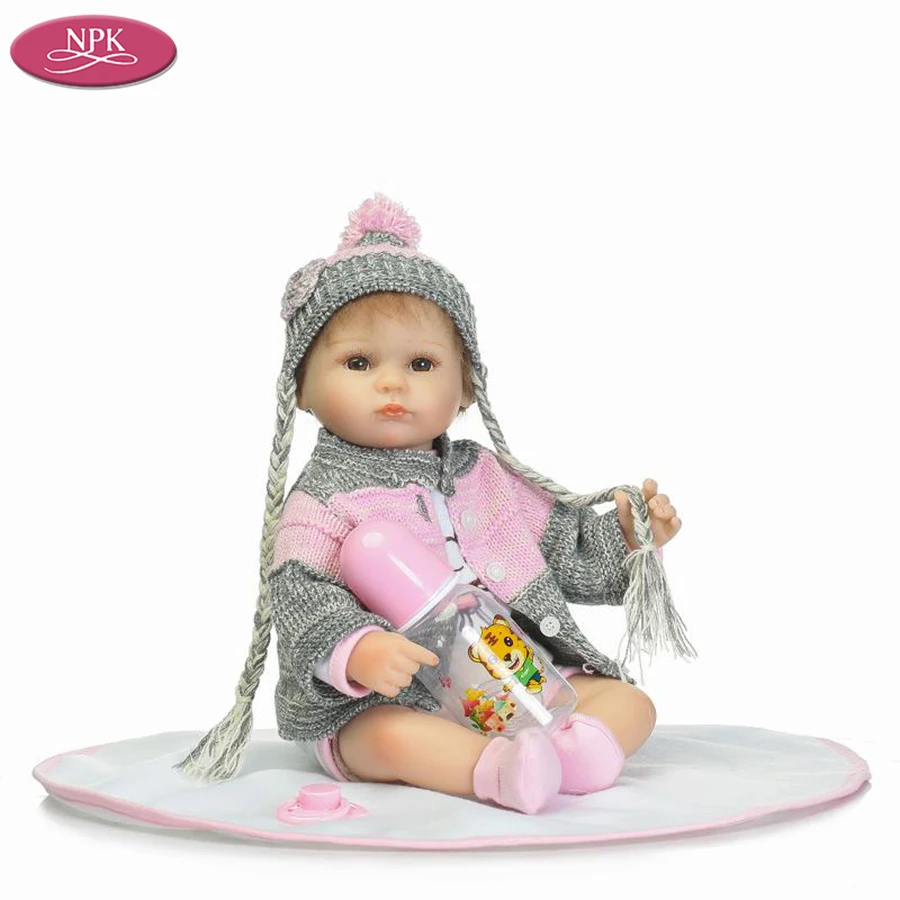 NPK 40 см мягкий силикон-Виниловый Reborn Baby Doll игрушка для девочек Реалистичная новорожденная девочка малыши кукла Дети подарок девочка Brinquedos