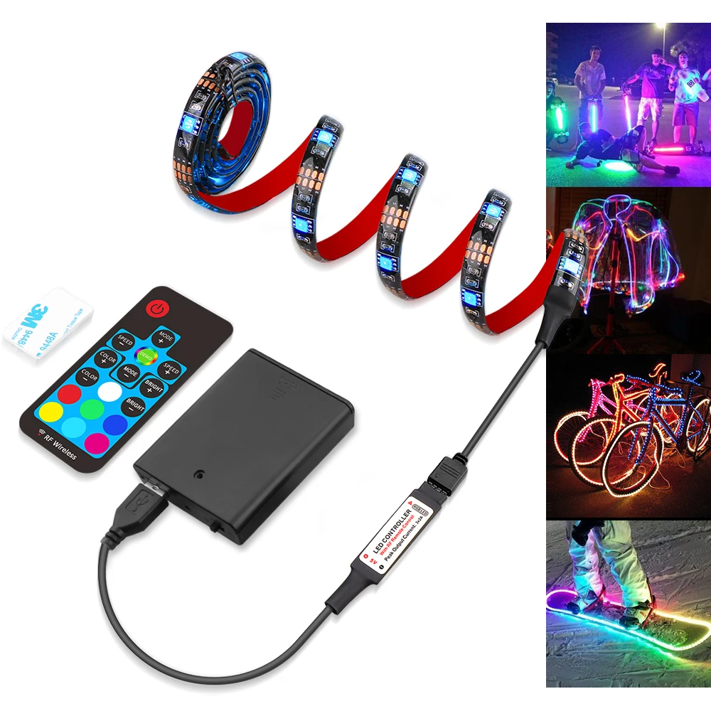 Светодиодная лента 5050 на батарейках светодиодная RGB 1 м Водонепроницаемая