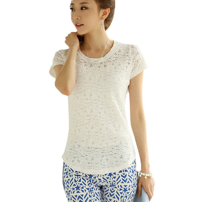 

2018 summer new Korean version of Slim thin short-sleeved lace shirt vest straps bottoming shirt blouses send F0021