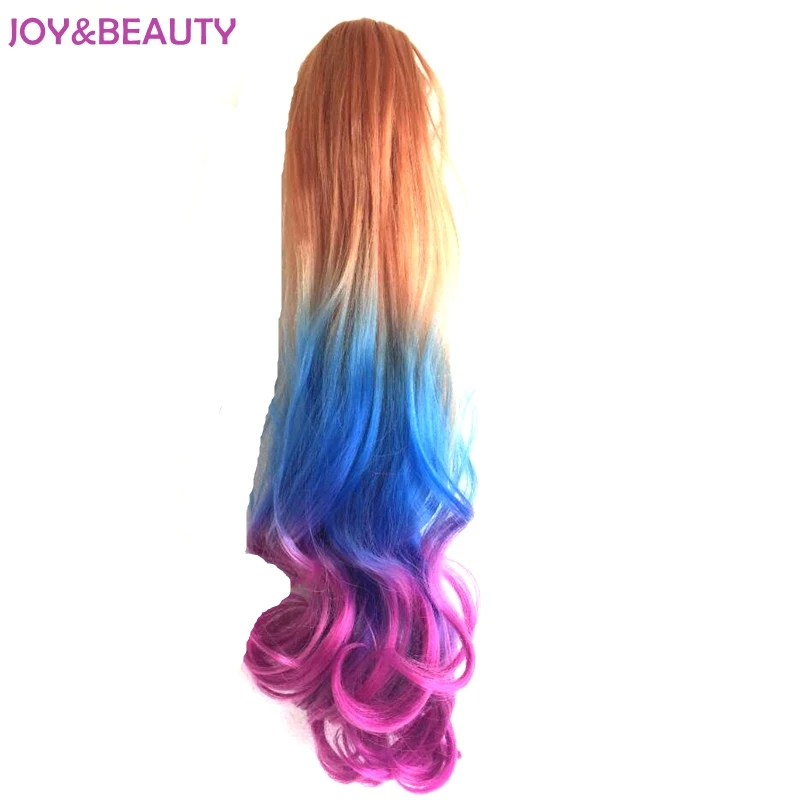 JOY& BEAUTY, синтетические волнистые волосы, 3 цвета, Омбре, цветной хвост, накладные волосы, 22 дюйма, заколки для волос