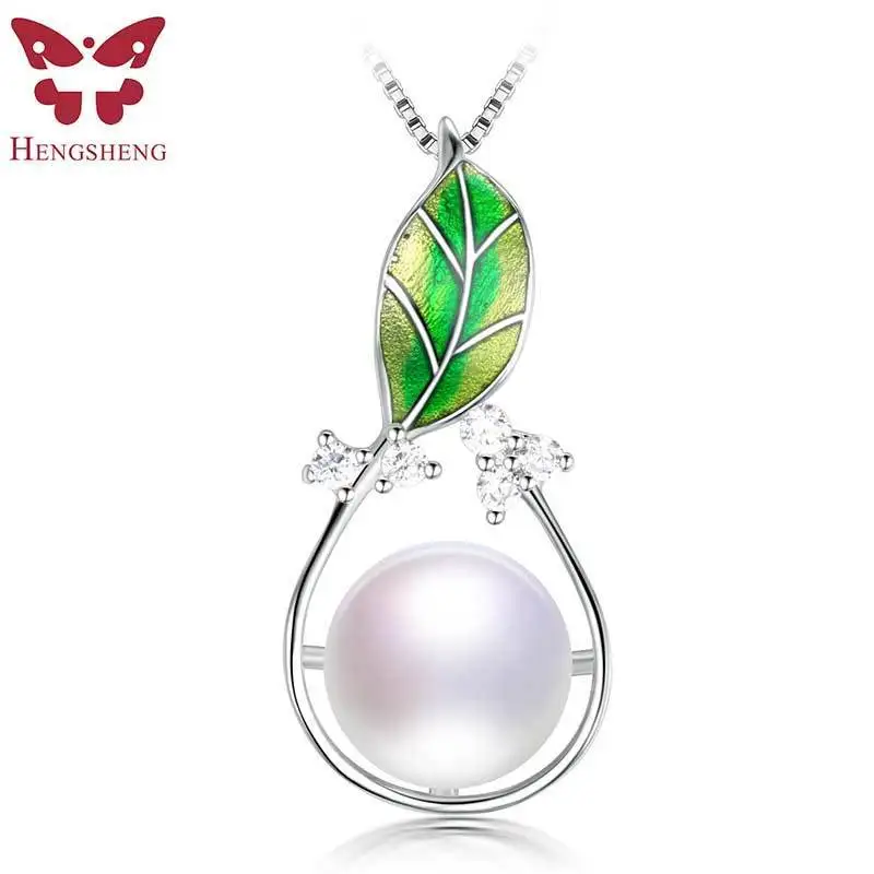 

Green Leaves Pearl Pendant For Women,Pendants & Necklaces,Natural Big Bread Round Pearl Zircon Pendant,Fine Jewelry For Gift