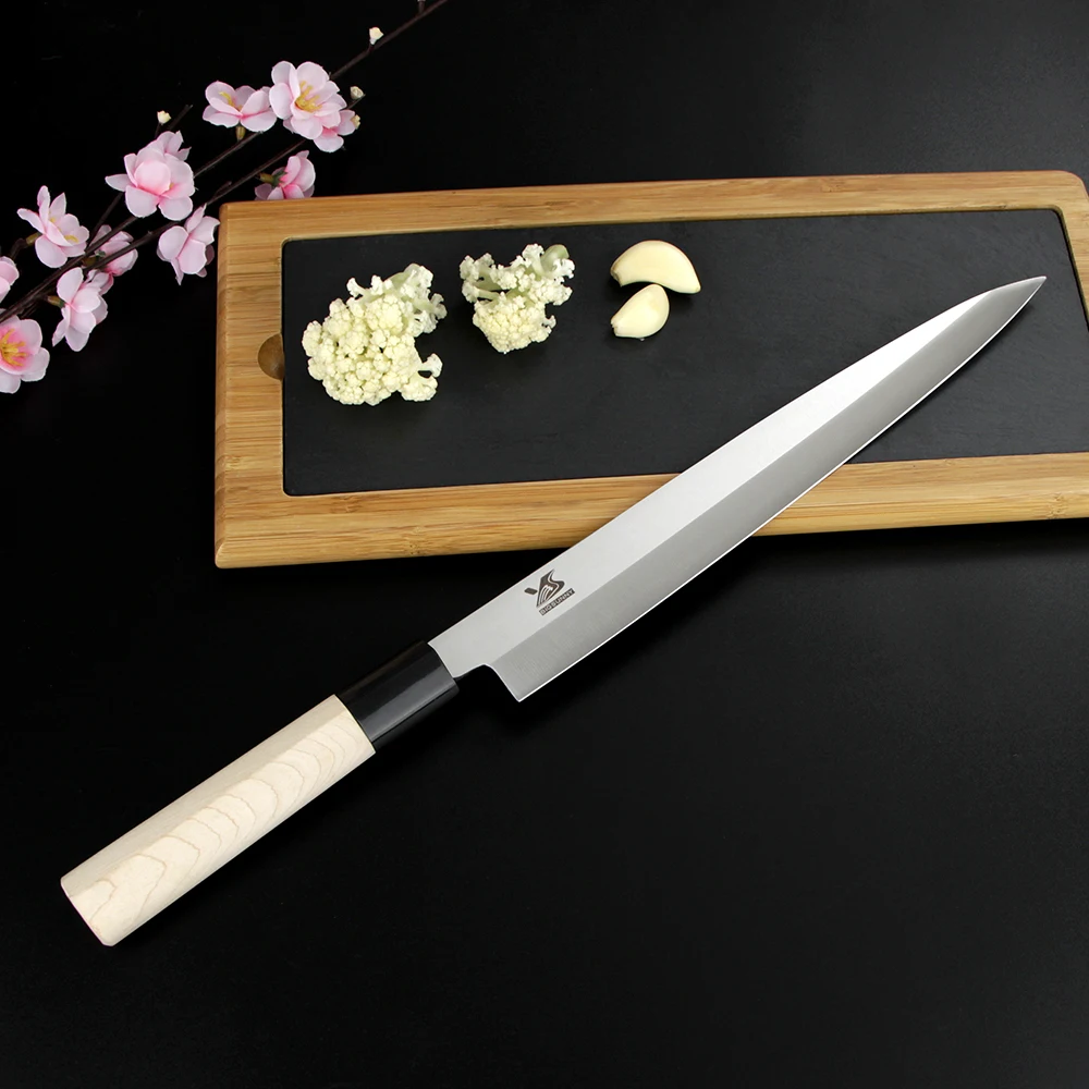 BIGSUNNY столовые приборы сашими суши рыба нож-немецкая сталь DIN: 1,4116 Pro Нож янагиба " /9"/10," /12" Нож для нарезки