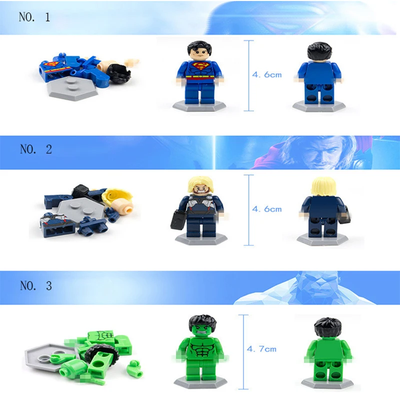 8pcs/set Building Blocks  lEGOED Avengers Action Super Hero Figures with Base Captain America Spiderman Iron Man Action Figures
