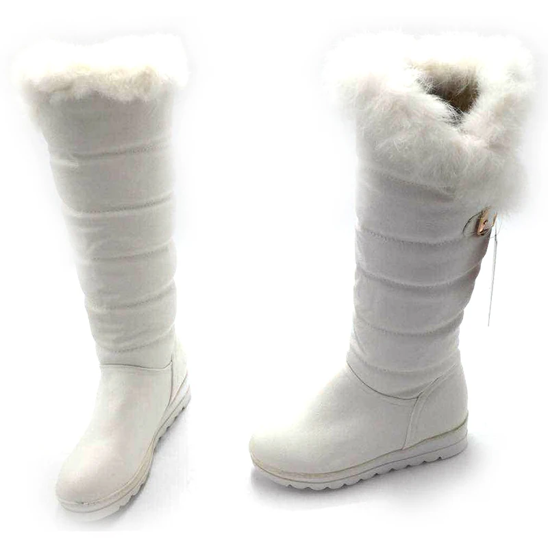 ANMAIRON/зимние женские сапоги до колена с круглым носком, украшенные кроличьими ушками, большие Size34-42 теплые зимние сапоги из pu искусственной кожи, цвета: черный, красный, белый