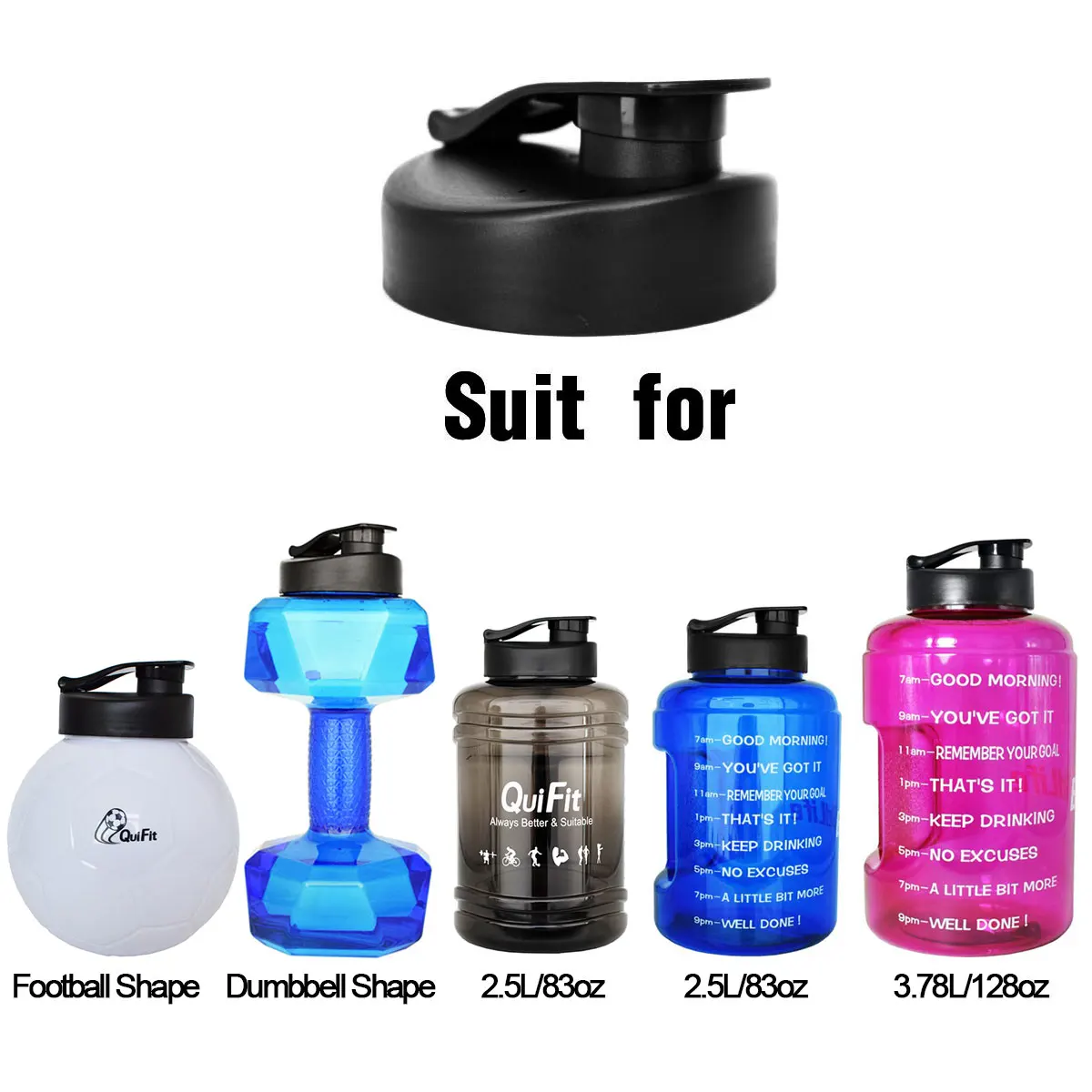 Quifit Крышка для 2.5L 73oz 128oz широкий рот 1 галлон бутылка для воды Dumbber большая крышка пластиковый чехол для бутылки