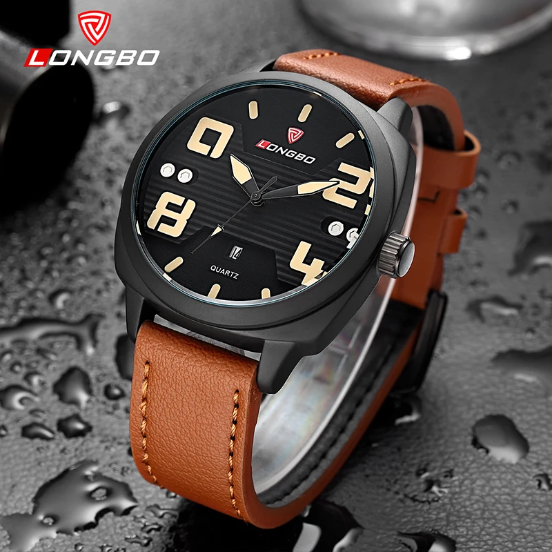 

LONGBO Brand 2020 New Arrival Leisure Business Series Watches Genuine Leather Date Calendar Men Waterproof Wrist Watches 3012