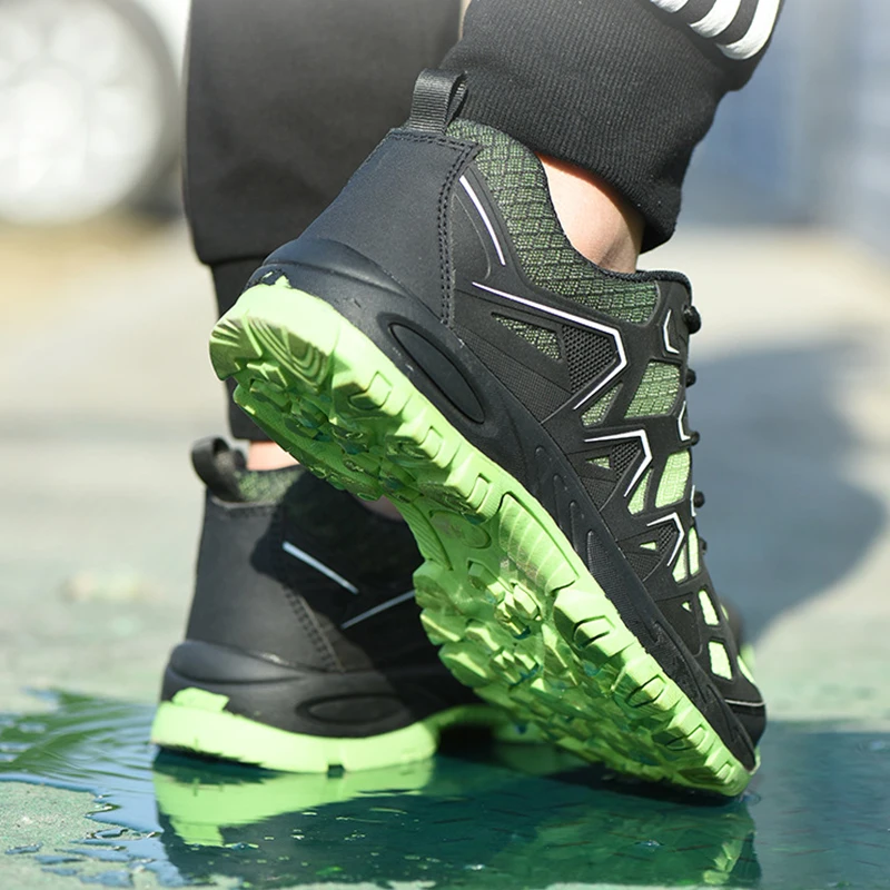 new anti-collision anti-smashing stab-resistant protective shoes fashion trend steel toe cap sports lightweight hiking shoe