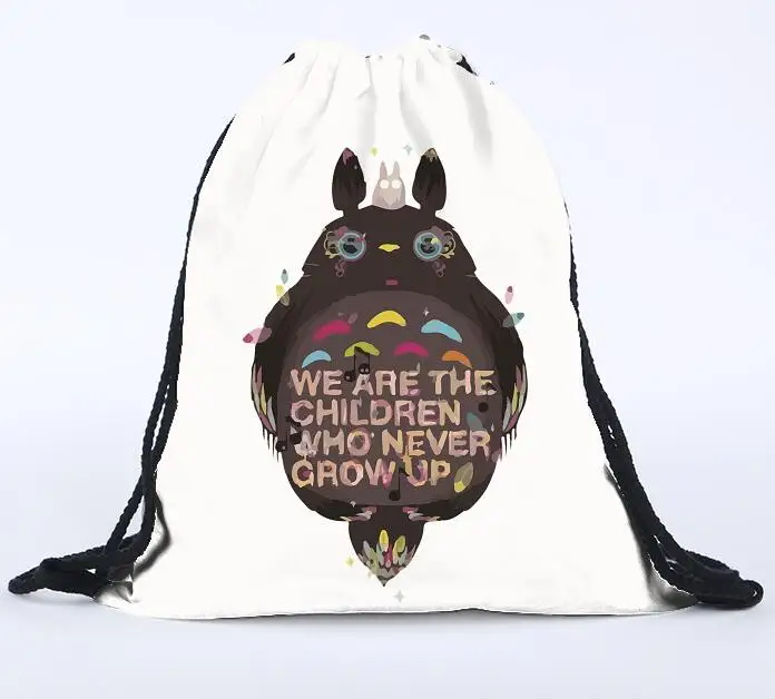 

Cartoon Totoro Pattern Shoes Polyester Fabric Travel Shoulders Backpack Drawstring Storage Bags Organizers 39*30 cm
