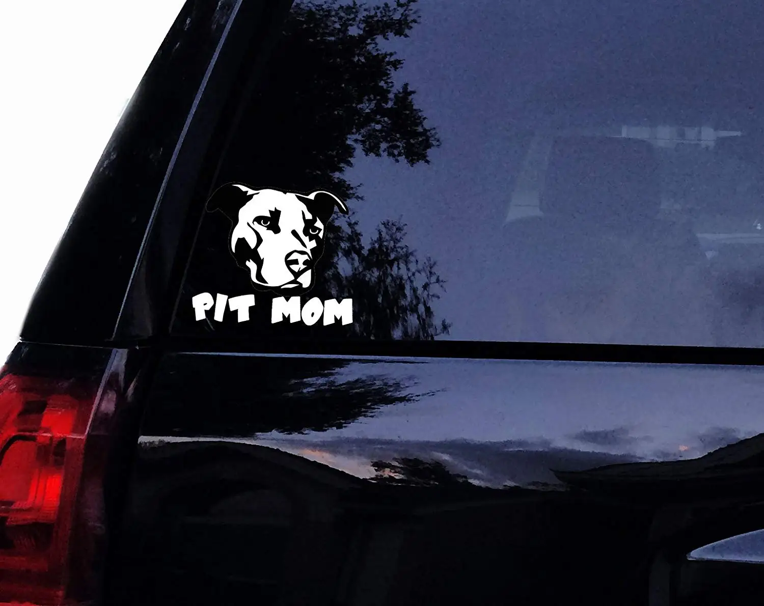 

Pit Mom Dog Portrait Face PITBULL Dog Vinyl Car Decal, Laptop Decal, Car Window Sticker (6in, White)