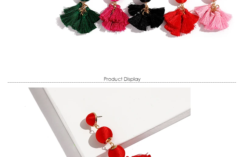 Long Tassel Earrings Red Oorbellen Dangling Earrings For Women Hanging Party Wedding Bridal Pom Pom Earring Accessories (3)