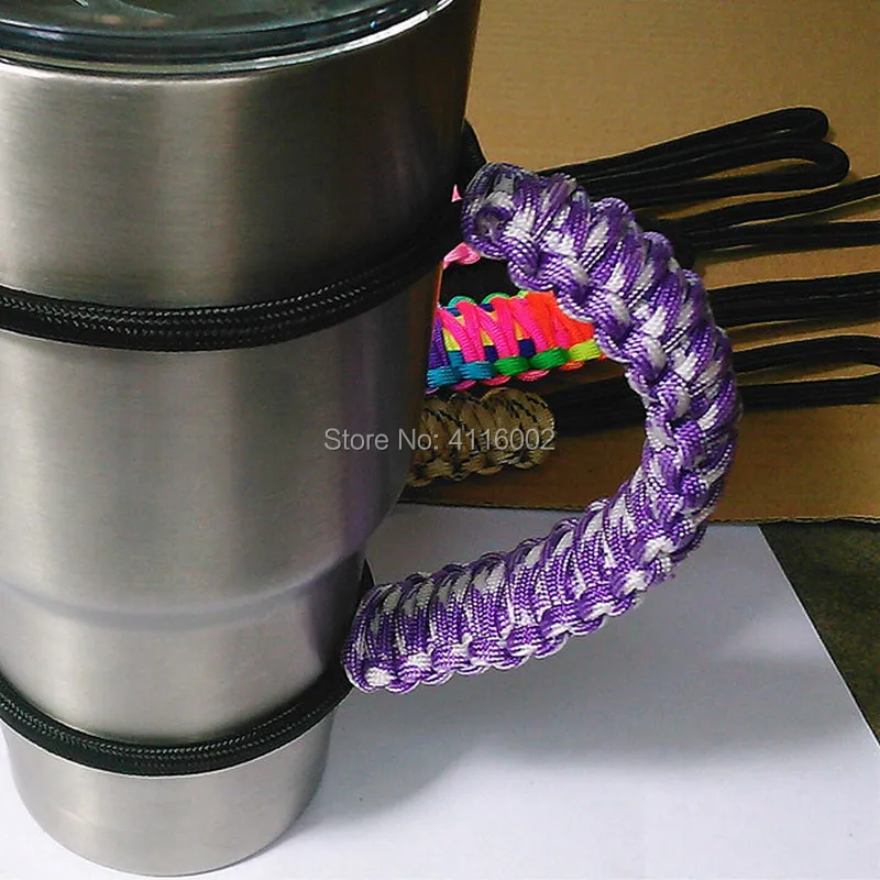 

100pcs camo handles Paracord Handmade Handle For Tumbler 30oz 20oz Tumbler Ozark Cup Holder Sports Bike Cycling Accessories