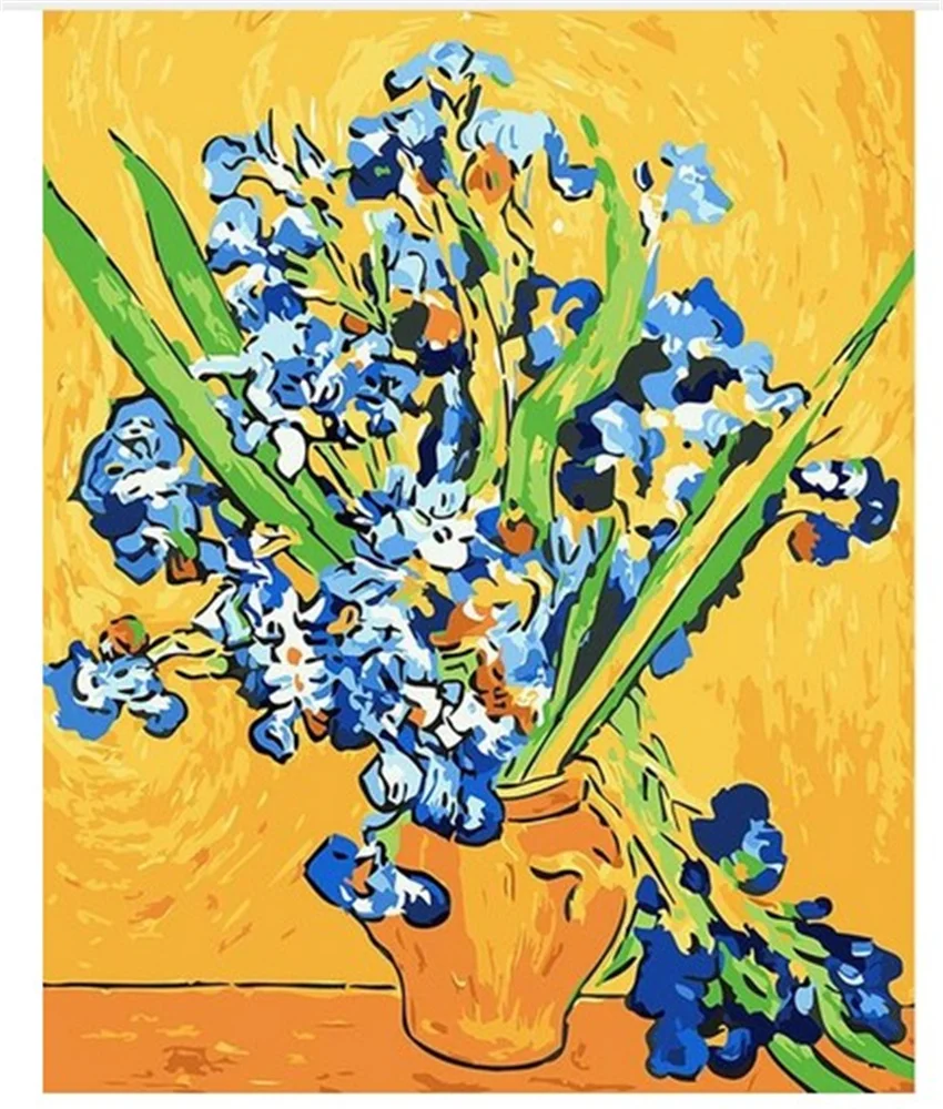 DIY Digital Painting By Numbers Package Van Gogh Iris Coloring Wall Art Picture Gift frameless | Дом и сад