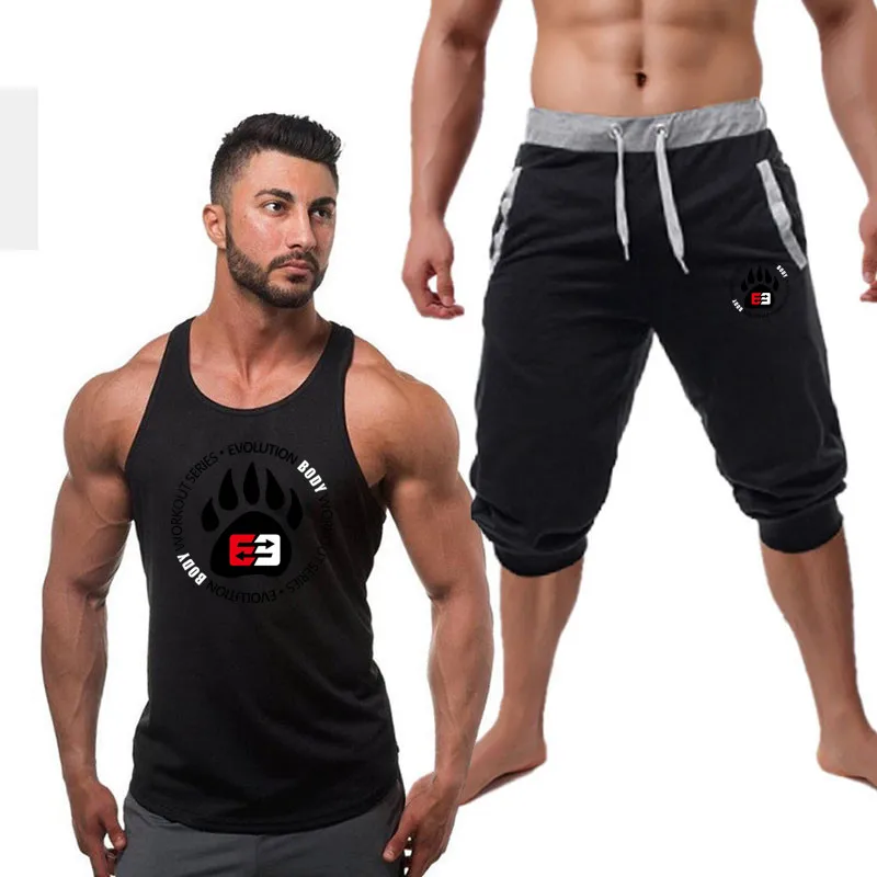 Модный повседневный мужской жилет костюм+ шорты для спортзала мужские летние повседневные шорты мужские брендовые новые бордшорты