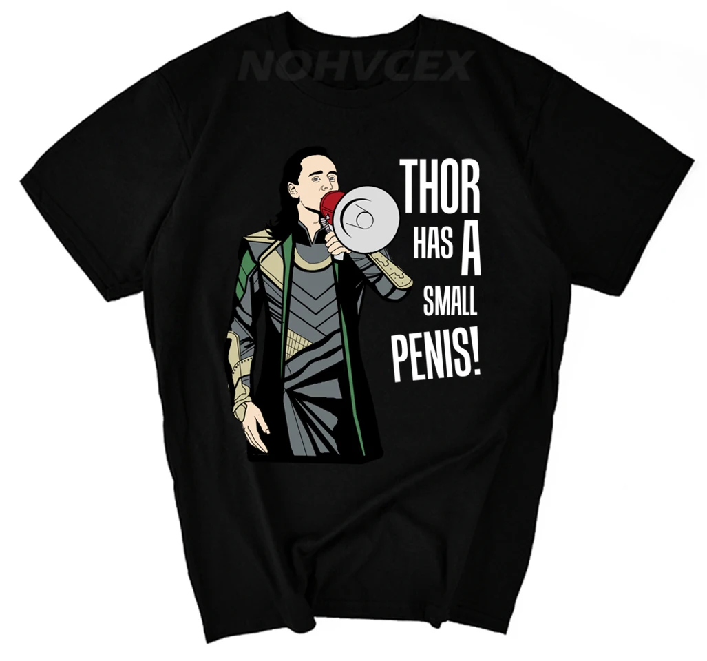 Прикольная футболка LOKI thor has a small pens новые футболки Забавные топы | Мужская одежда