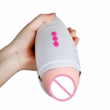 10 speeds Male Aircraft Cup Realistic Vagina Sucking Pussy Vibrating Masturbation Cup Men Masturbator Sex Toys Products For Man
