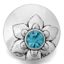 10 шт./партия, новинка, 18 мм украшение с защелкой, Серебряный цветок из горного хрусталя, металлические кнопки, браслет, подходит для DIY, 18 мм, ювелирные изделия