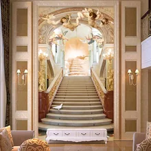 Заказ росписи обои Европейский Стиль 3D стерео зал Ангел лестницы Гостиная прихожей Фоновые украшения живопись