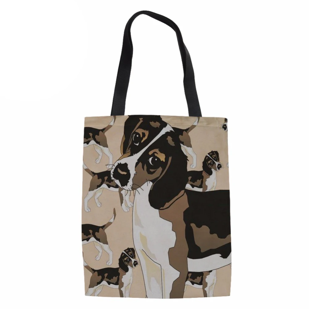 Shopping Bag Women Canvas Tote Bag Ladies Cute Beagle Dog Printed Beach Bags for Females Large ...