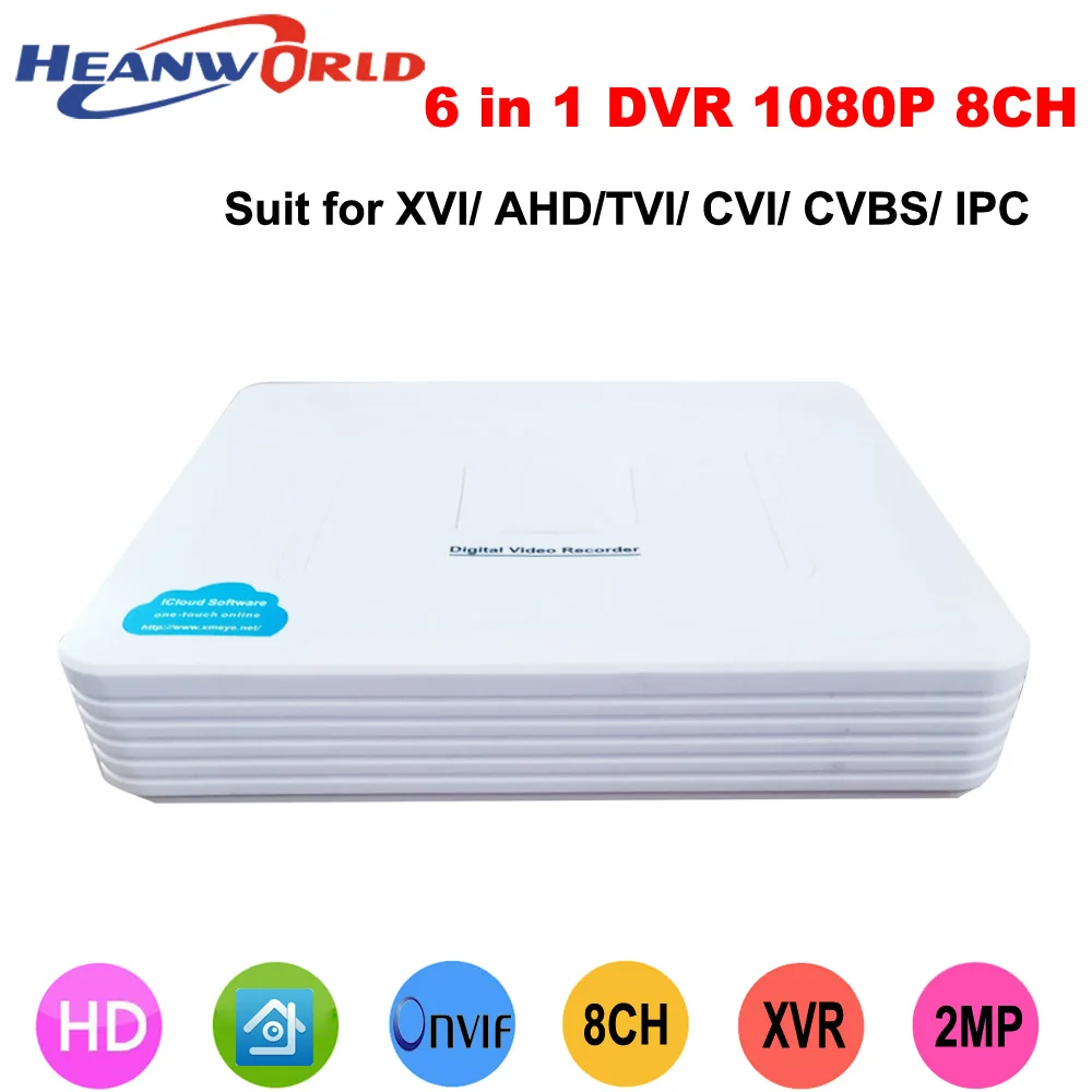 Heanworld AHD DVR 8CH 1080P Гибридный 8 канальный CCTV 6 в 1 рекордер NVR TVI CVI HVR поддержка 2.0MP