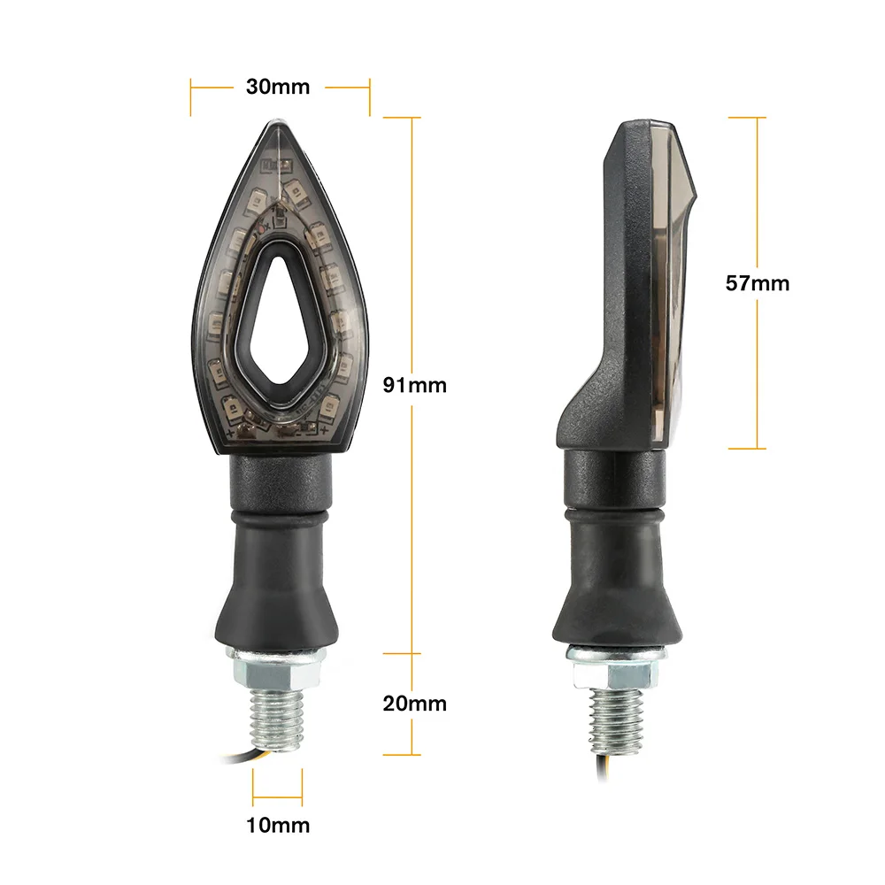 Поворотники на мотоцикл 2 шт./лот черный корпус мотоциклетные мото лампы 12 светодиодный поворотник желтый индикатор загорается лампа для Honda для Yamaha для suzuki