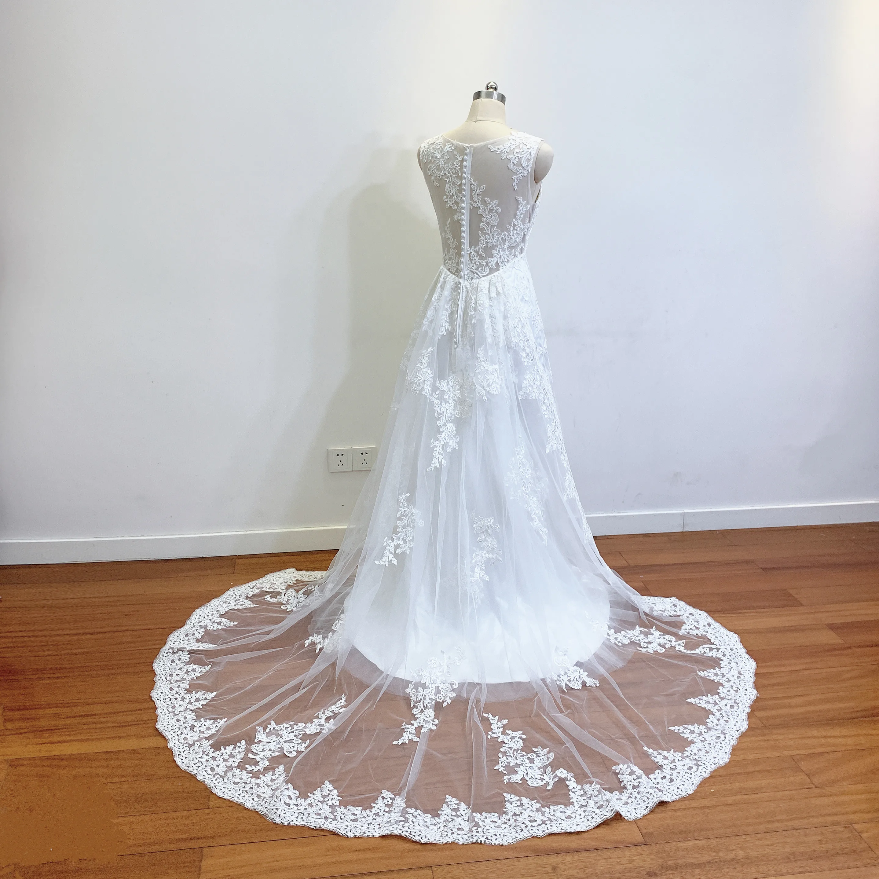 Vestido De Noiva белое цвета слоновой кости кружево ТРАПЕЦИЕВИДНОЕ свадебное платье 2019