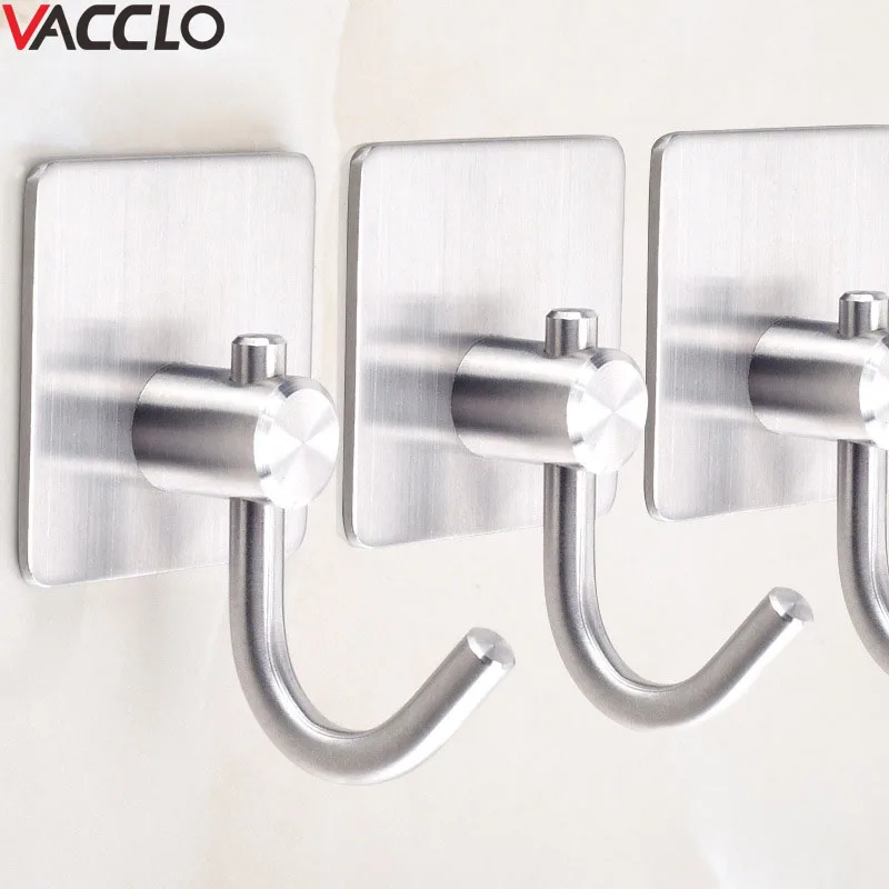 Vacclo التخزين هوك لاصقة الحمام المطبخ شماعات 304 المقاوم للصدأ مفتاح حامل هوك جدار قبعة شنقا منظم