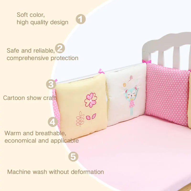 6Pcs/Set Baby Crib Bed Bumper Cushion Baby Supplies Infants Bedding