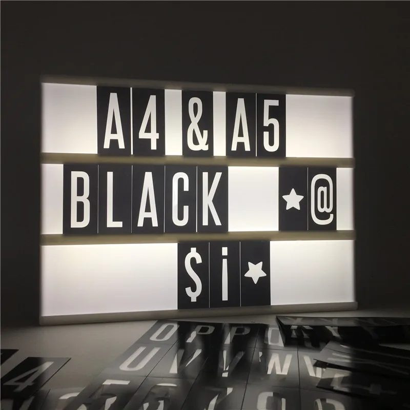 

Brand New 96 PCS Letter Number Symbol Lightbox Letter Retro Black Background A4 A5 Cinema Light Box Card DIY Message Board Card