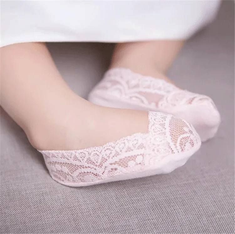 Дешевые детские носки летние хлопковые кружевные носки принцессы для маленьких девочек тонкие силиконовые Нескользящие носки для девочек