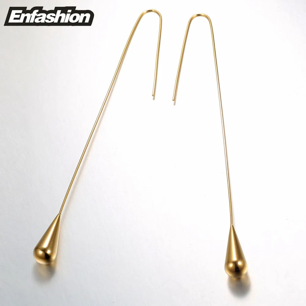 Enfashion Water Drop Shape Dangle Earrings Gold color Earings Drop Earrings For Women Long Earring Fashion Jewelry brinco