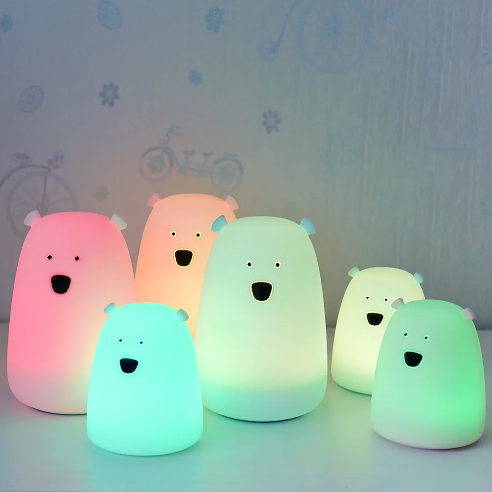 Силиконовый ночник прикроватная лампа медведь цвет свет дети милый ночник для спальни детская лампа подарок снижение давления игрушка