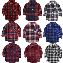 Детская рубашка, хлопковая рубашка с длинными рукавами для мальчиков и девочек, топы в клетку, блузка, одежда, детская рубашка, одежда#30