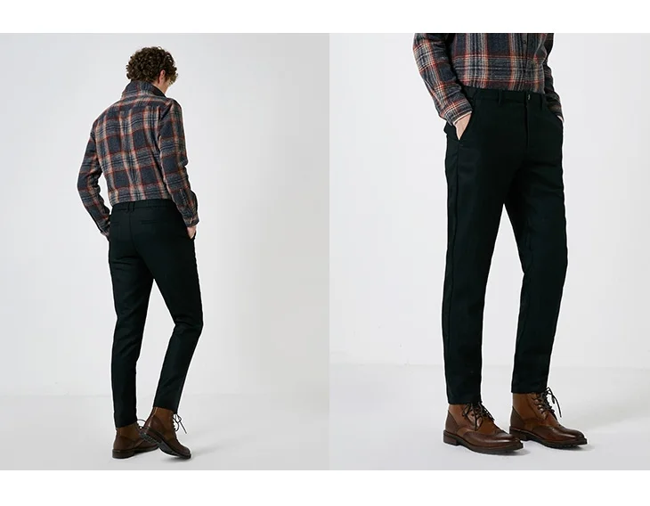 Мужские осенние и зимние полосатые эластичные повседневные брюки S | 418414523