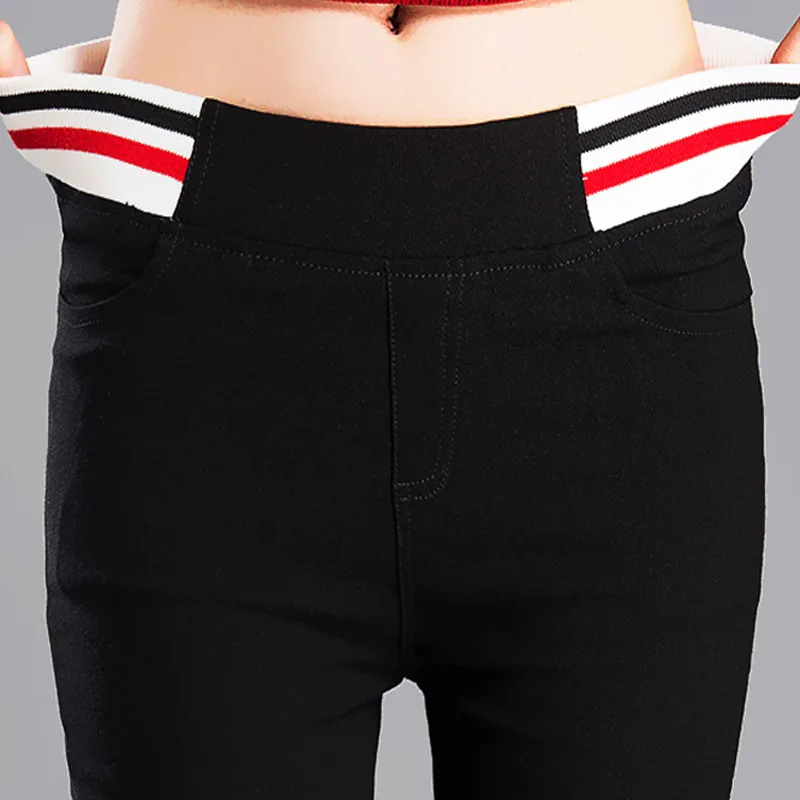 

WKOUD High Waist Leggings New Summer Thin Pencil Pants Women Stretch Slim Trousers Casual Skinny Legging Pockets White P8934