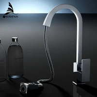 ก๊อกน้ำห้องครัวเงินดึงTap Single Hole Handleทองเหลืองสีดำหมุน360องศาMixer 866399R 3