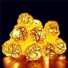 Многоцветный ротанговая Пальма клубок светодиодный строка светильник 5 м 20 светодиодный теплый белый 220V штепсельная вилка европейского стандарта Фея светильник рождественские свитеры с Свадебные украшения вечерние светильник